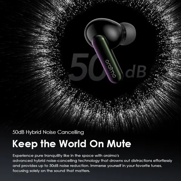 [OFFER] Oraimo Spacebuds Bluetooth Earbuds ,Hybrid ANC, HavyBass™ Sound,40H Battery, IPX4 Waterproof, Type-C Fast Charging, Clear Calls & Smart Voice Prompt.
