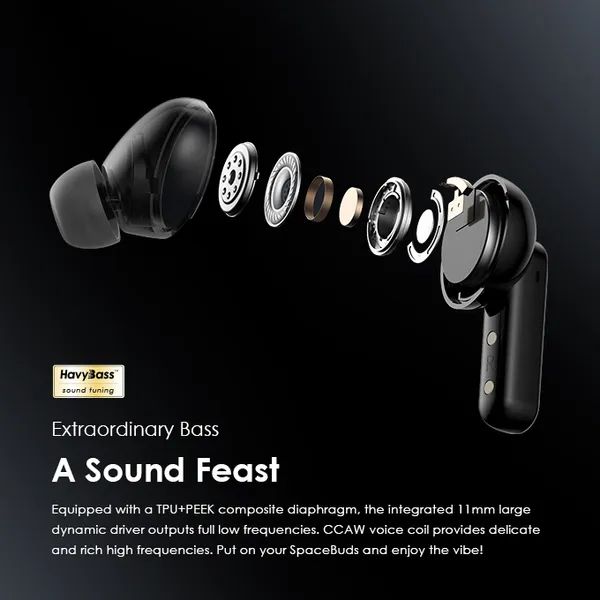 [OFFER] Oraimo Spacebuds Bluetooth Earbuds ,Hybrid ANC, HavyBass™ Sound,40H Battery, IPX4 Waterproof, Type-C Fast Charging, Clear Calls & Smart Voice Prompt.