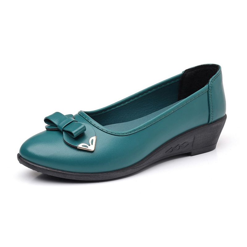 ASSKLO New women's leather shoes Flat Shoes Casual Soft Sole Soft leather comfortable soft shoes kitchen work flats Slip on Shoes Green,EU37