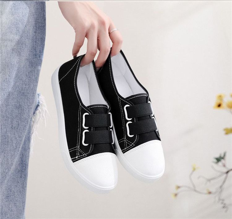 ASSKLO canvas shoes flat shoes women's shoes ladies shoes reathable board shoes low-top trendy slip resistant student pregnant woman nurse flats shoes Versatile sneakers fashion gifts