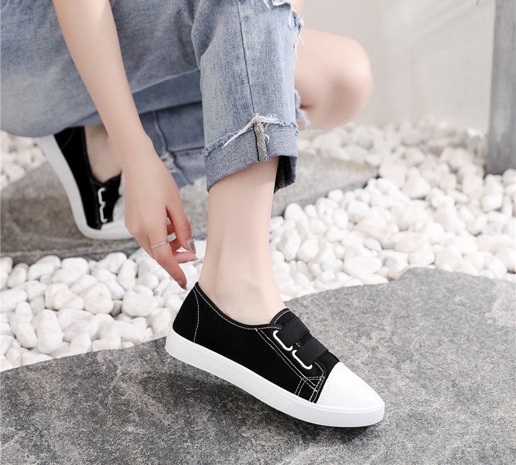 ASSKLO canvas shoes flat shoes women's shoes ladies shoes reathable board shoes low-top trendy slip resistant student pregnant woman nurse flats shoes Versatile sneakers fashion gifts