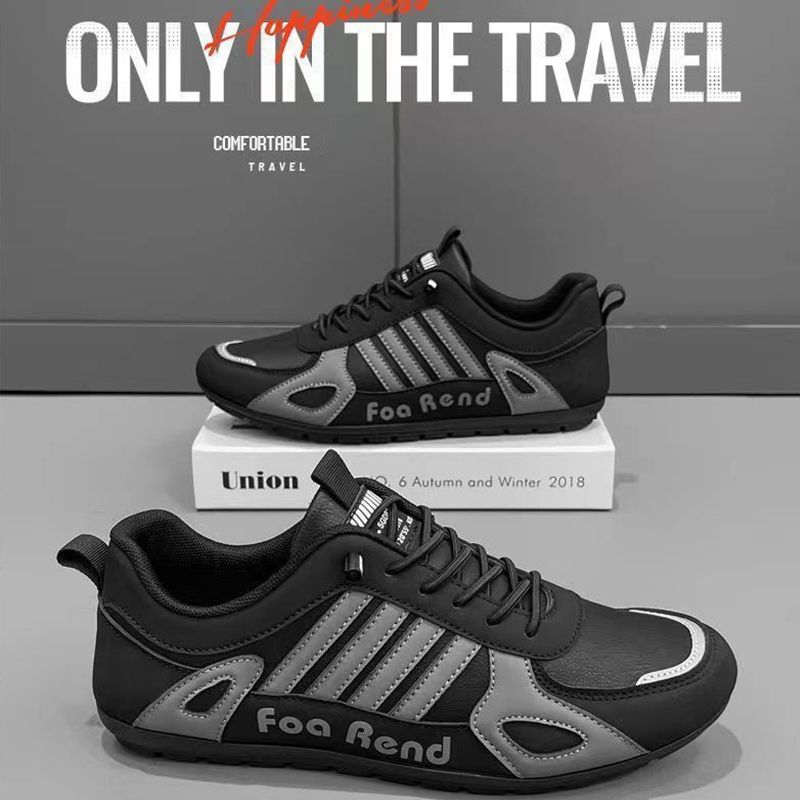 ASSKLO New PU Leather Shoes trendy genuine versatile wear-resistant breathable board shoes MensTrendy Sport Sneaker Lace Up Footwear military training soft soled sports and leisure shoes foot pedals