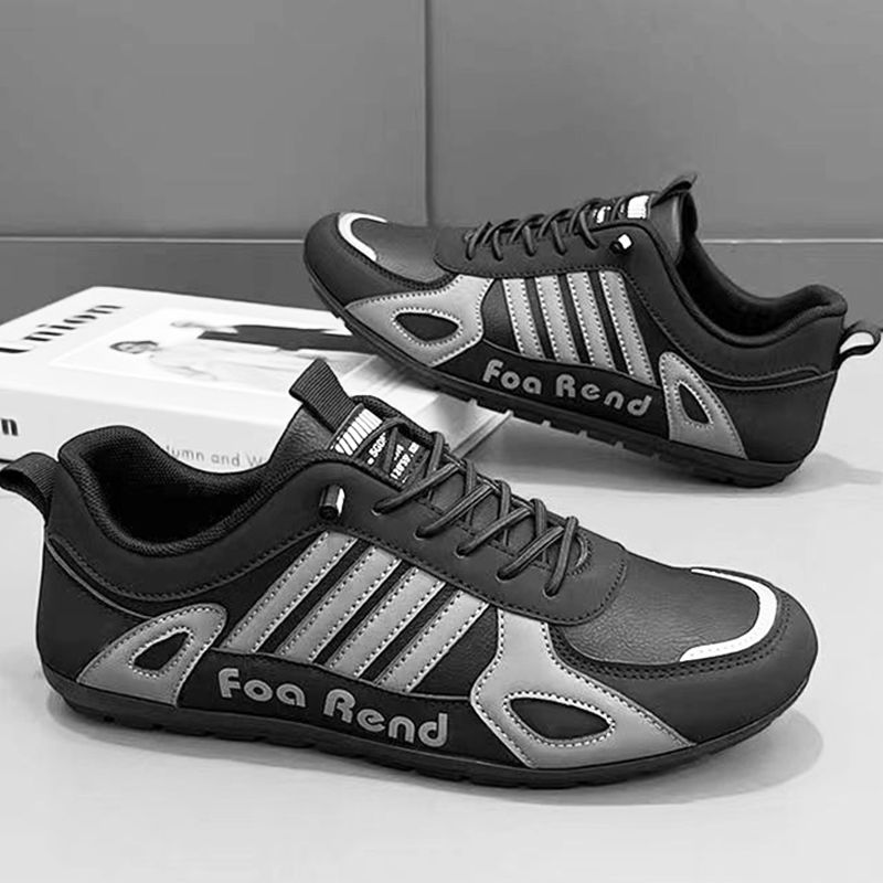 ASSKLO New PU Leather Shoes trendy genuine versatile wear-resistant breathable board shoes MensTrendy Sport Sneaker Lace Up Footwear military training soft soled sports and leisure shoes foot pedals