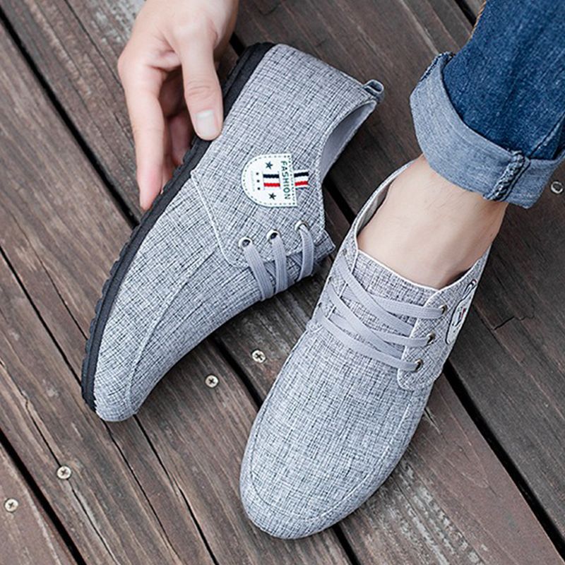 ASSKLO Breathable and lightweight canvas shoes, trendy soft soled men's shoes, bean shoes, slip on feet, lazy shoes, and youth trendy shoes