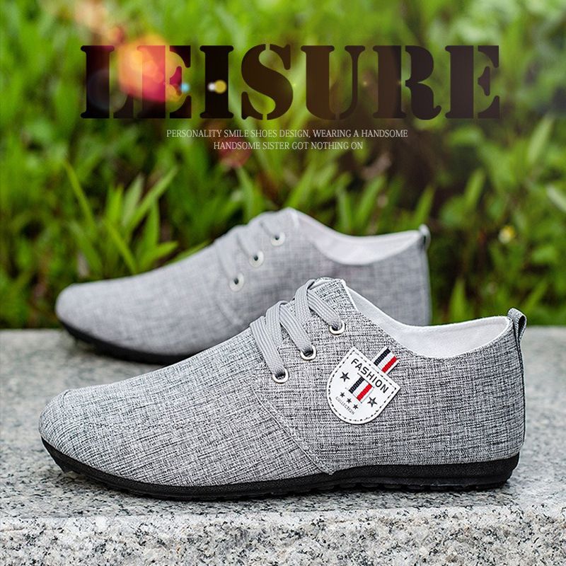 ASSKLO Breathable and lightweight canvas shoes, trendy soft soled men's shoes, bean shoes, slip on feet, lazy shoes, and youth trendy shoes