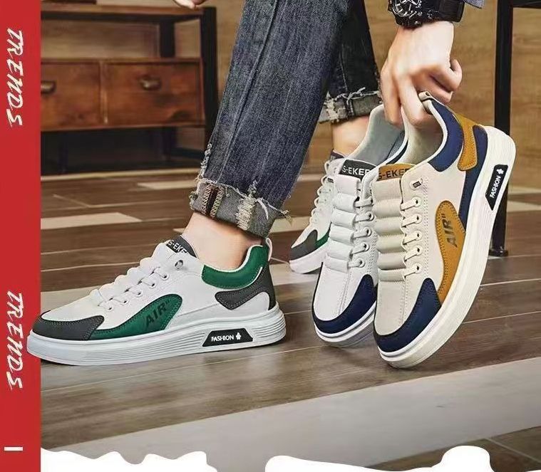 ASSKLO Men Sport Running Shoes 100% PU Leather Fashion Sneakers Men's Casual Slip On Leather Shoes Loafers Board Shoes Running Shoe lightweight comfortab Male Footwear Jogging Trainers Shoe Outdoor