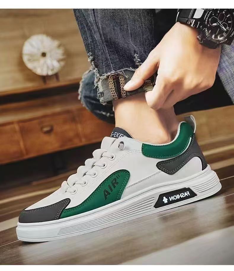 ASSKLO Men Sport Running Shoes 100% PU Leather Fashion Sneakers Men's Casual Slip On Leather Shoes Loafers Board Shoes Running Shoe lightweight comfortab Male Footwear Jogging Trainers Shoe Outdoor