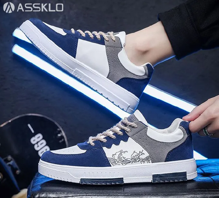 ASSKLO 2025 New Large Size Men's Shoes Breathable Little White Shoes Men's Fashion Versatile Thick Sole Sports and Casual Board Shoes Flat shoes Trendy Shoes