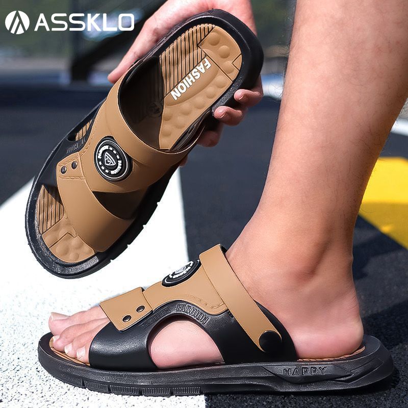 ASSKLO Men's Shoes designer sandals Men fashion versatile Beach Sandal Split Leisure Shoes Large Size New Big Outdoor Walking Footwear Soft  slippery and odor resistant Sandals slippers B