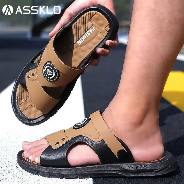 ASSKLO Men's Shoes designer sandals Open Shoes Men fashion versatile Beach Sandal Split Leisure Shoes Large Size New Big Outdoor Walking Footwear Soft  slippery and odor resistant Sandals slippers