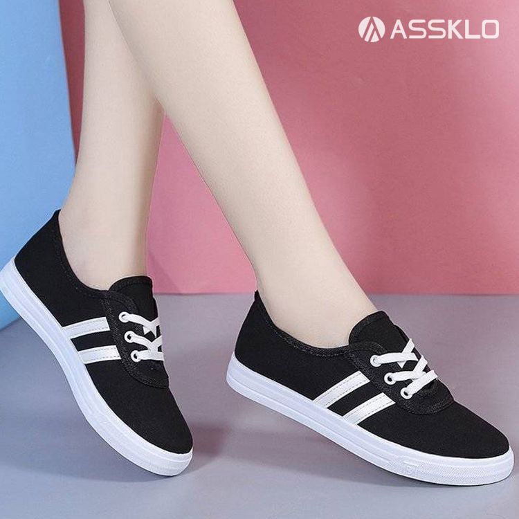 ASSKLO New canvas shoes women's small white cloth shoes board shoes low-top trendy women's flats shoes Versatile