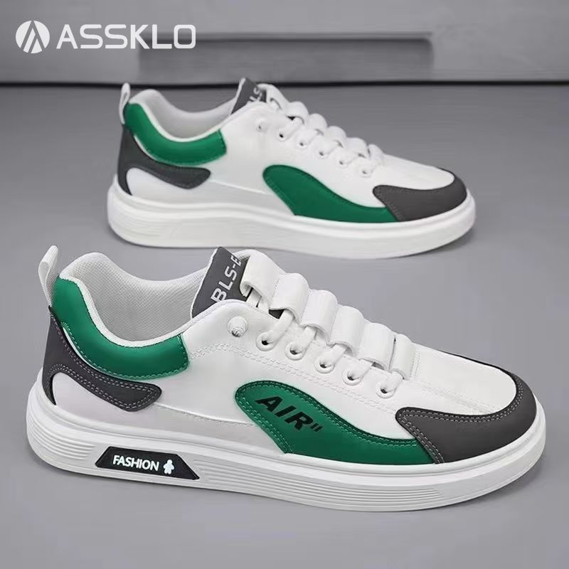 ASSKLO Men Sport Running Shoes 100% PU Leather Fashion Sneakers Men's Casual Slip On Leather Shoes Loafers Board Shoes Running Shoe lightweight comfortab Male Footwear Jogging Trainers Shoe Outdoor