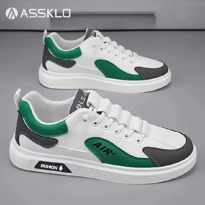 ASSKLO Men Sport Running Shoes 100% PU Leather Fashion Sneakers Men's Casual Slip On Leather Shoes Loafers Board Shoes Running Shoe lightweight comfortab Male Footwear Jogging Trainers Shoe Outdoor