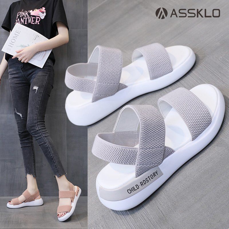 ASSKLO New Sandals Women Ins Soft Sole Elastic Band Korean Version Wild Sports Women's Shoes Tide ladies shoes girls shoes Pregnant women's shoes Maternity shoes