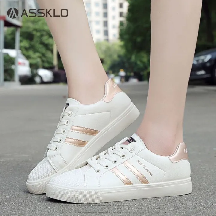 ASSKLO Premium shoes New Running Shoes Women Sneakers Athletic Shoe Sport Sneaker Skateboard Women's Sports White Casual Elegant Fashion Stylish Flat Bottom Low Top Shoes Resistant Non-Slip Elevatin