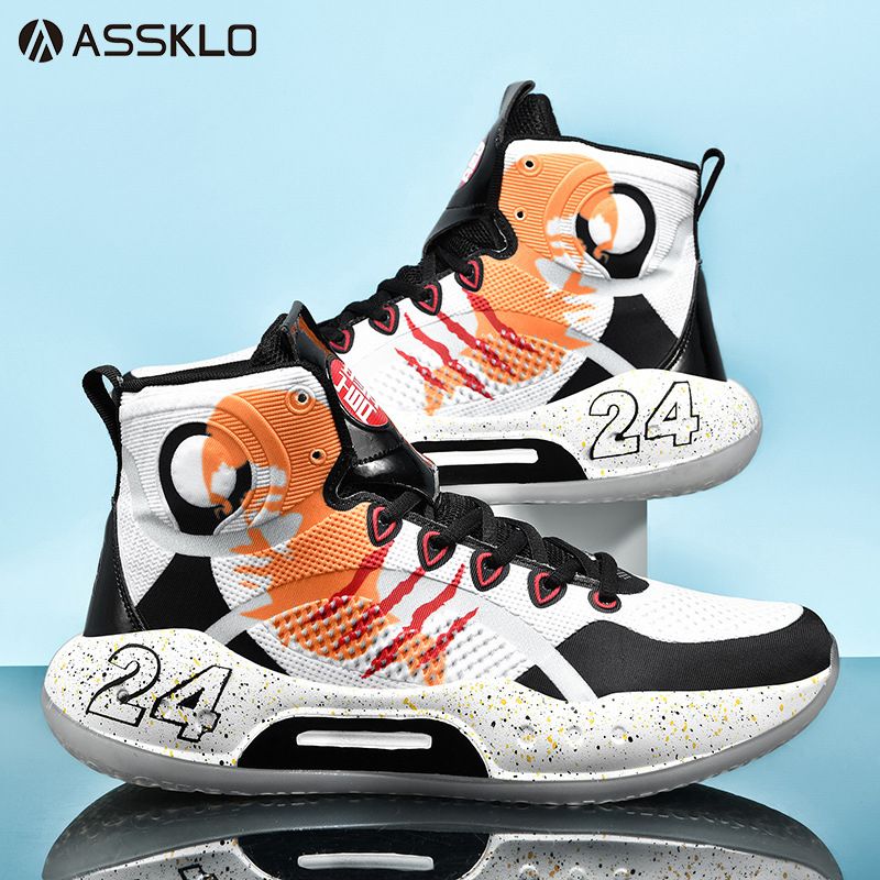 ASSKLO Basketball shoes high stretch unisex sneakers shock absorbing air cushion sneakers casual shoes high top sneakers