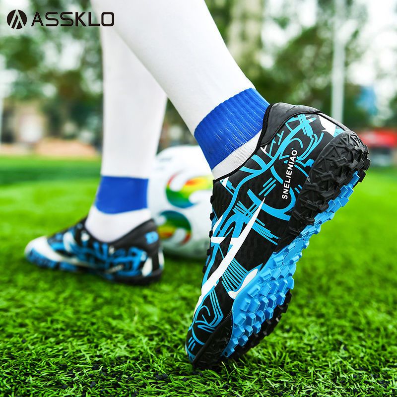 ASSKLO Kids Soccer Shoes Boys Elementary School Students Anti-Slip Professional Soccer Shoes Nails Competition Special Soccer Shoes Female Handsome