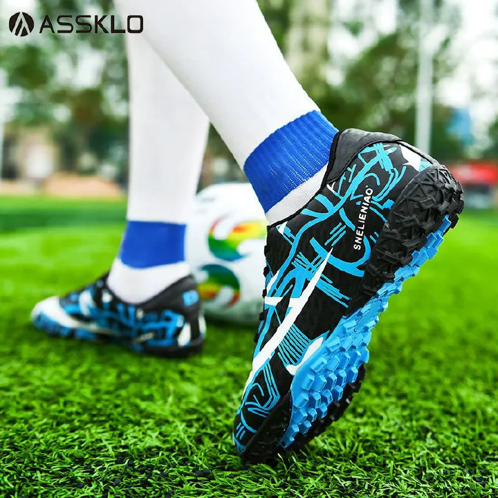 ASSKLO Kids Soccer Shoes Boys Elementary School Students Anti-Slip Professional Soccer Shoes Nails Competition Special Soccer Shoes Female Handsome