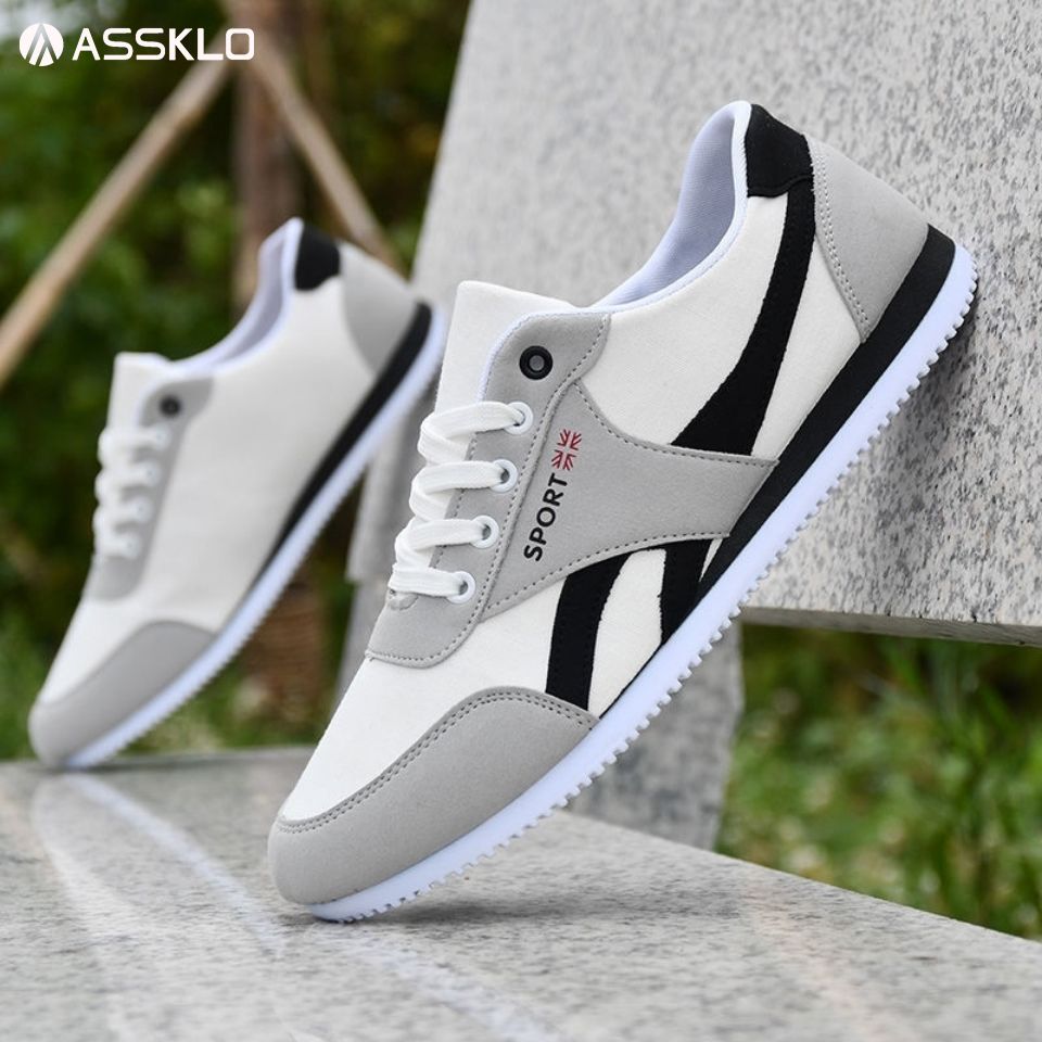 ASSKLO Breathable canvas shoes men trend skateboard shoes men's shoes sports casual shoes anti-odor cloth shoes single shoe men