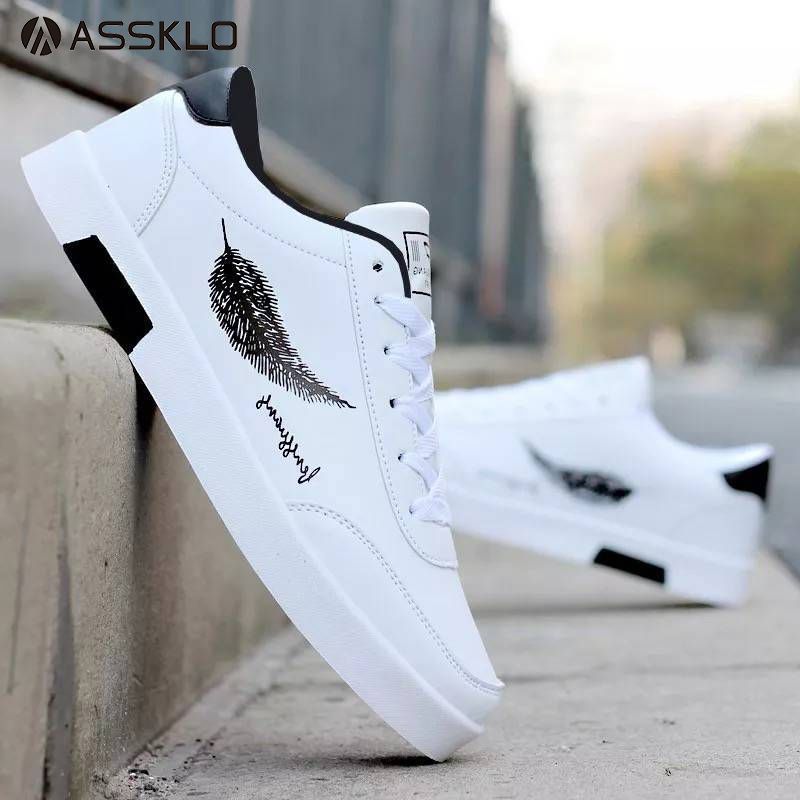 ASSKLO Board shoes men&apos;s trend small white shoes men&apos;s sports casual men&apos;s shoes white