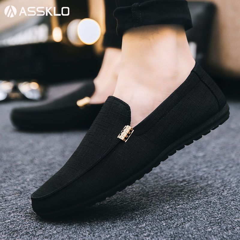 ASSKLO Bean shoes men&apos;s casual shoes lazy shoes with breathable trend men&apos;s shoes.