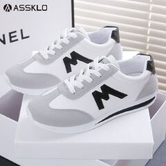 ASSKLO Women Casual Shoes Round Head Deep Mouth Light Sneakers Sports Shoes Board Shoes Versatile Casual Designer Shoes Tennis Shoe Outdoor lightweight Breathable Sneakers Walking shoes white black