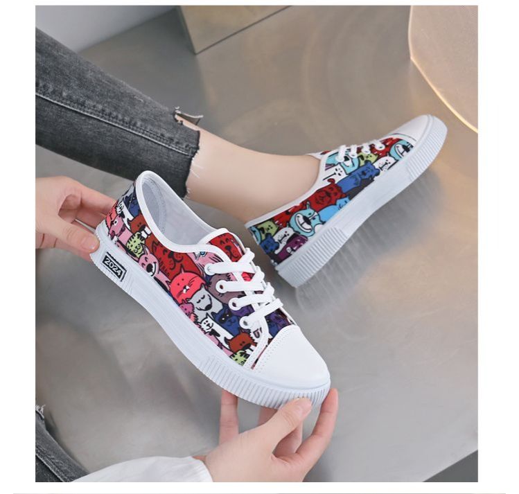ASSKLO New Canvas Flats Shoes Large Size Casual Sports Lady Shoes Sneakers Woman Shoes Women Low Top Classic Board Shoes Slip-ons Shoes Loafers Street Shoes Female Student Shoes Versatile Breathable