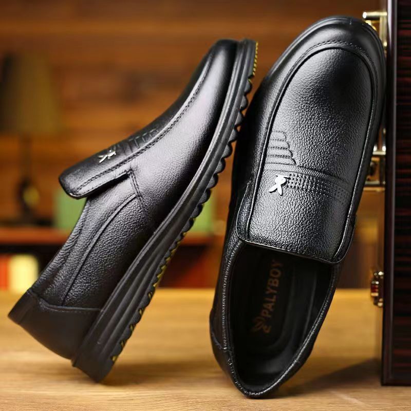 ASSKLO New Men's Leather Shoes Oxfords PU Leather Thick Fashion Man's Leather Shoes Soft Soled Formal Leather Breathable Loafers Slip on Black Driving Male Shoes Men's Loafers men Casual shoes