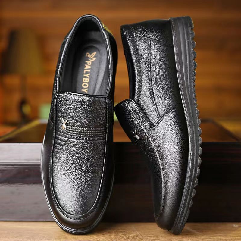 ASSKLO New Men's Leather Shoes Oxfords PU Leather Thick Fashion Man's Leather Shoes Soft Soled Formal Leather Breathable Loafers Slip on Black Driving Male Shoes Men's Loafers men Casual shoes
