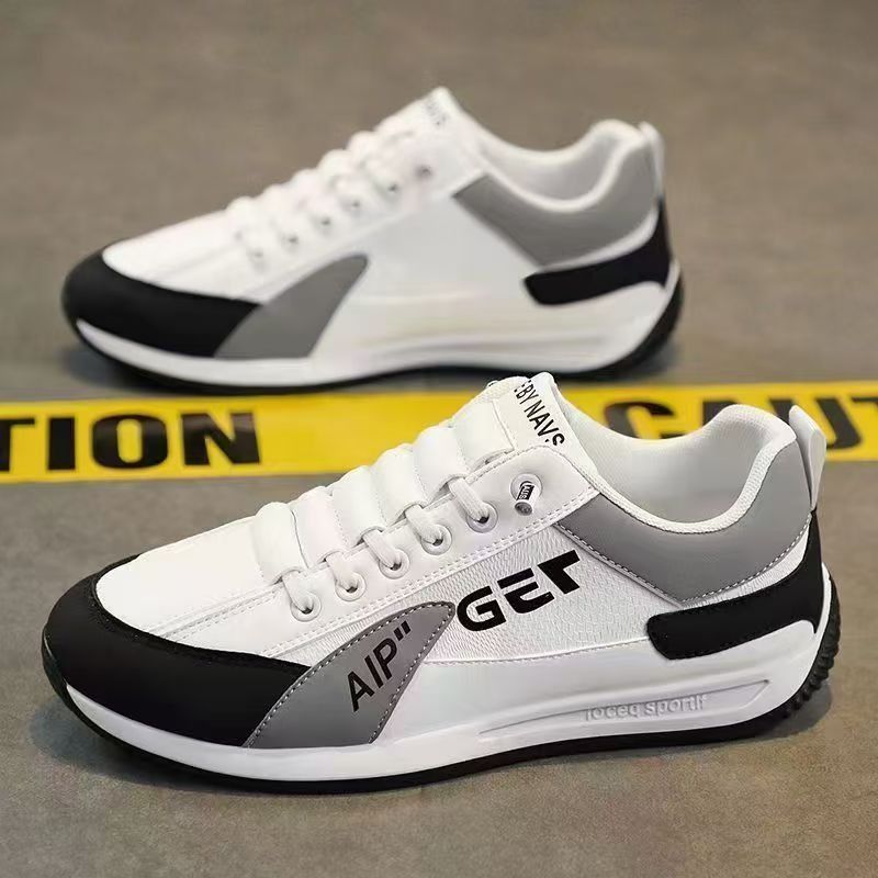 ASSKLO  Fashion Designer Men Sneakers Outdoor Casual Shoes PU Leather Breathable Walking Sports Shoes Men's Running Forrest Gump Shoes Flat Shoes Loafers Soft Sole Comfortable Durable white black