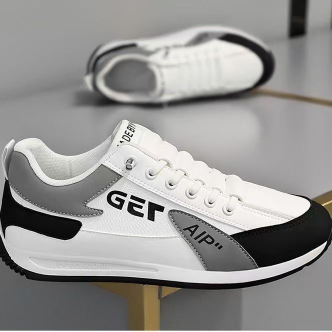 ASSKLO  Fashion Designer Men Sneakers Outdoor Casual Shoes PU Leather Breathable Walking Sports Shoes Men's Running Forrest Gump Shoes Flat Shoes Loafers Soft Sole Comfortable Durable white black