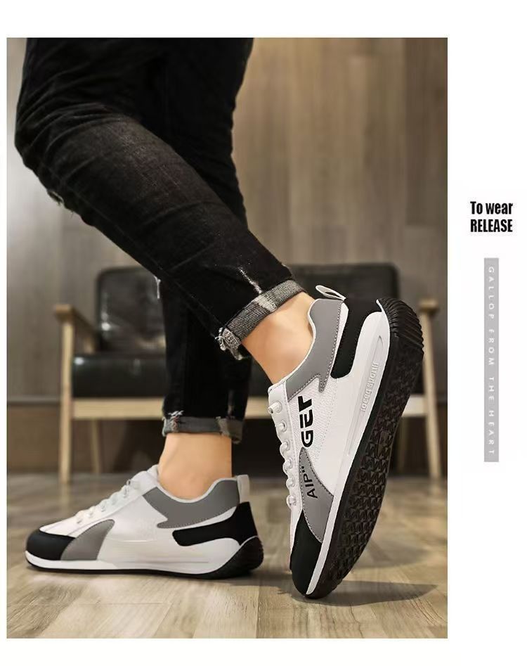 ASSKLO  Fashion Designer Men Sneakers Outdoor Casual Shoes PU Leather Breathable Walking Sports Shoes Men's Running Forrest Gump Shoes Flat Shoes Loafers Soft Sole Comfortable Durable white black