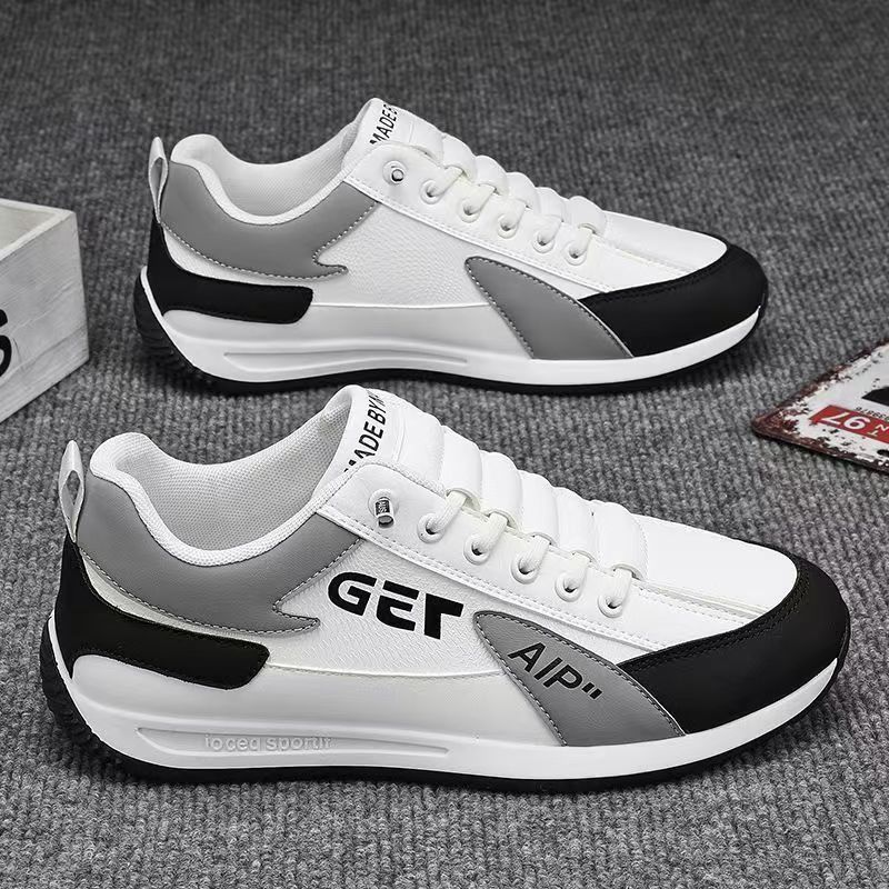ASSKLO  Fashion Designer Men Sneakers Outdoor Casual Shoes PU Leather Breathable Walking Sports Shoes Men's Running Forrest Gump Shoes Flat Shoes Loafers Soft Sole Comfortable Durable white black