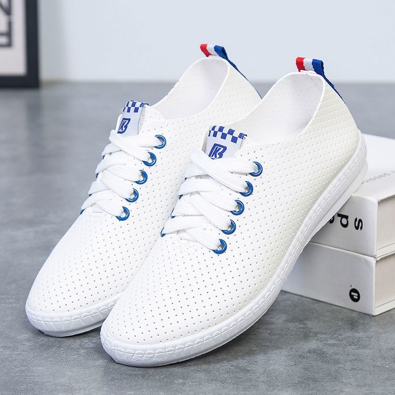 ASSKLO New Women's Shoes Large Size Small White Shoes Flats Casual Shoes Women Sneakers Version Lace-up Soft Leather Shoes Ladies Shoes Girls School Outdoor student Shoes Fashion Round Toe Comfort