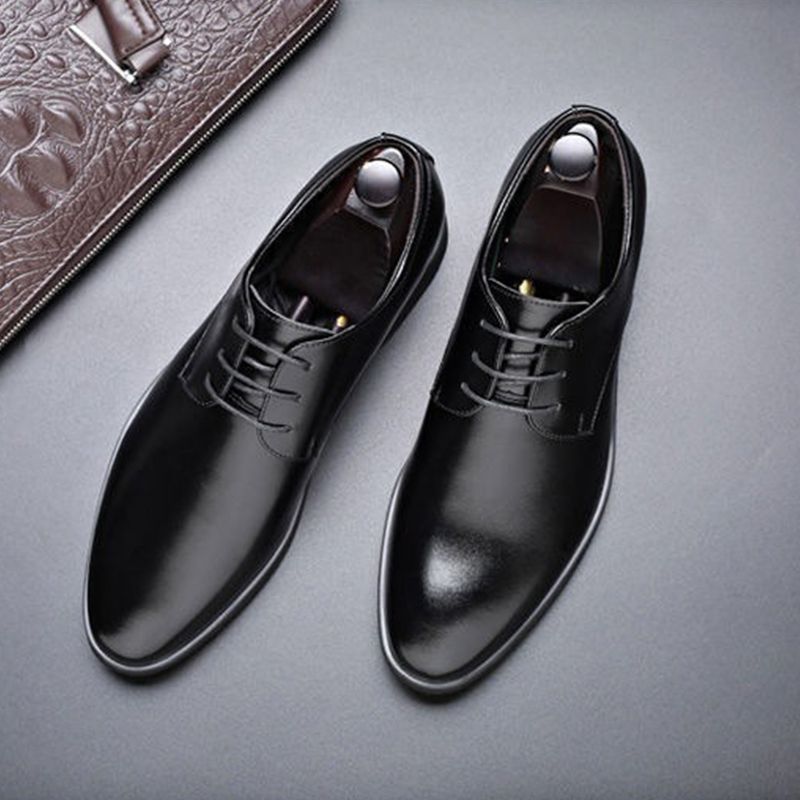 ASSKLO business formal leather shoes for men fashionable and elegant Rubber outsole with raised pointed toe for men lace up leather shoes for weddings groom's leather shoes for leisure