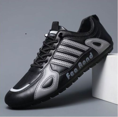 ASSKLO New PU Leather Shoes trendy genuine versatile wear-resistant breathable board shoes MensTrendy Sport Sneaker Lace Up Footwear military training soft soled sports and leisure shoes foot pedals