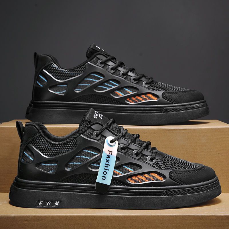 2025 New Trendy Style Sports Flat Shoes Men's Breathable Casual Low-Top Mesh Sneakers Versatile Comfortable Rubber Outsole Men's Footwear Breathable EVA Leather Mesh Casual Work Shoes Unisex Slip-On