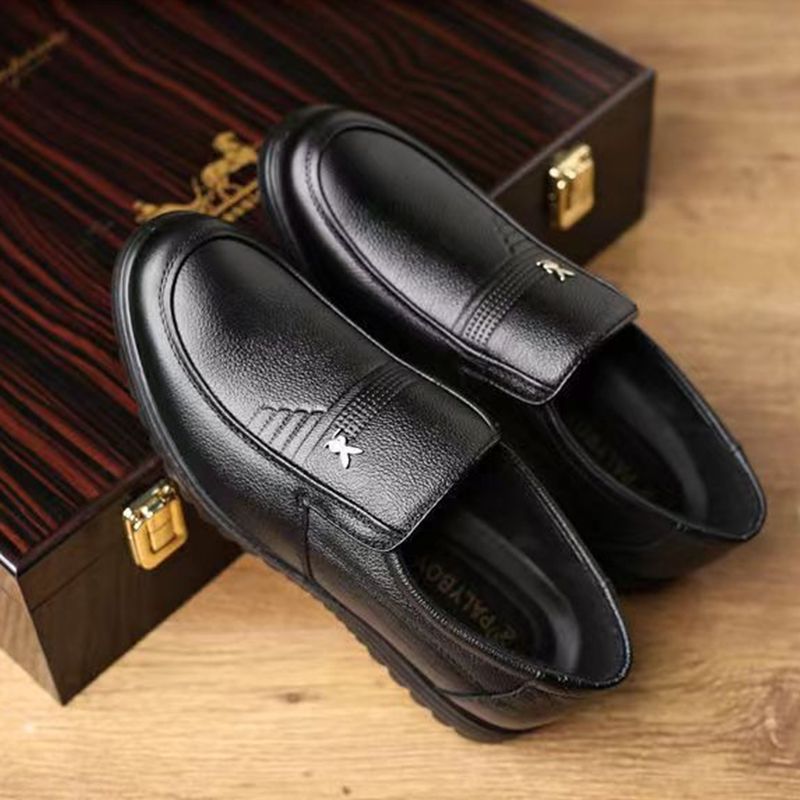 ASSKLO New Men's Leather Shoes Oxfords PU Leather Thick Fashion Man's Leather Shoes Soft Soled Formal Leather Breathable Loafers Slip on Black Driving Male Shoes Men's Loafers men Casual shoes