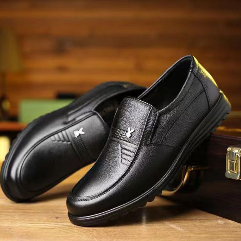 ASSKLO New Men's Leather Shoes Oxfords PU Leather Thick Fashion Man's Leather Shoes Soft Soled Formal Leather Breathable Loafers Slip on Black Driving Male Shoes Men's Loafers men Casual shoes