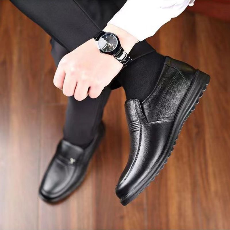 ASSKLO New Men's Leather Shoes Oxfords PU Leather Thick Fashion Man's Leather Shoes Soft Soled Formal Leather Breathable Loafers Slip on Black Driving Male Shoes Men's Loafers men Casual shoes