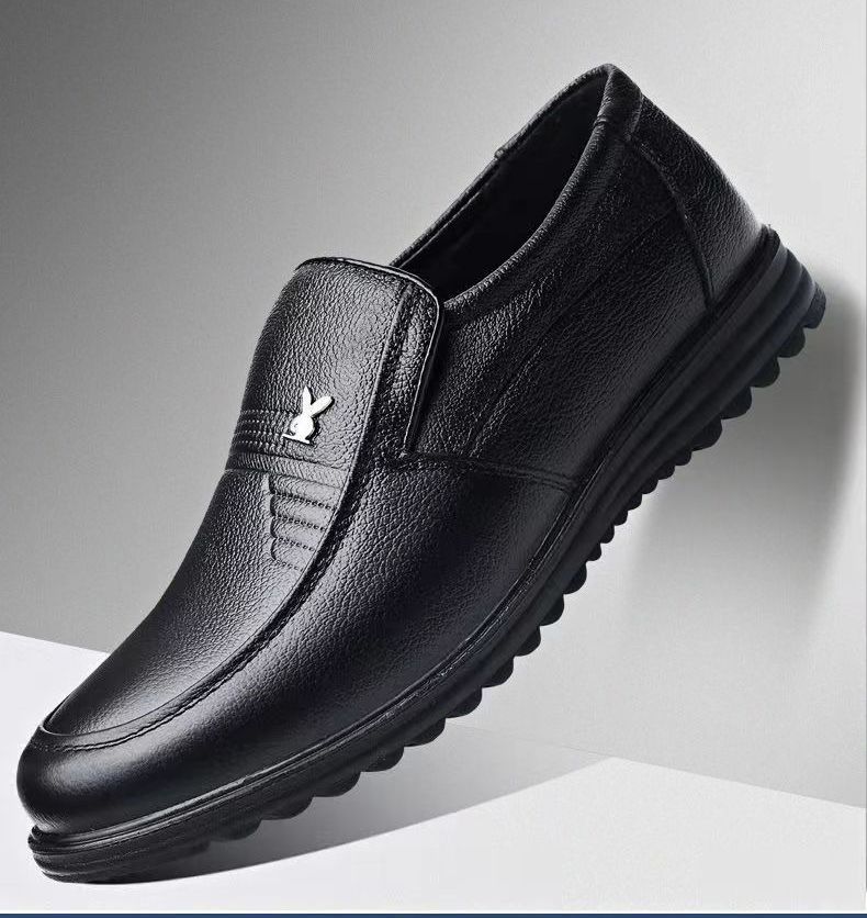 ASSKLO New Men's Leather Shoes Oxfords PU Leather Thick Fashion Man's Leather Shoes Soft Soled Formal Leather Breathable Loafers Slip on Black Driving Male Shoes Men's Loafers men Casual shoes