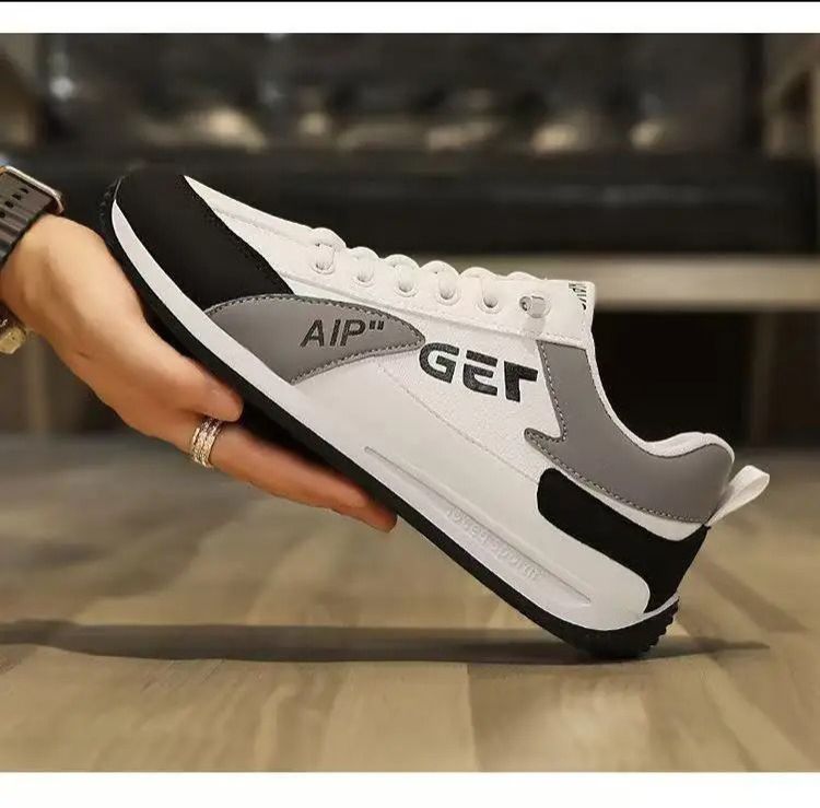 ASSKLO  Fashion Designer Men Sneakers Outdoor Casual Shoes PU Leather Breathable Walking Sports Shoes Men's Running Forrest Gump Shoes Flat Shoes Loafers Soft Sole Comfortable Durable white black