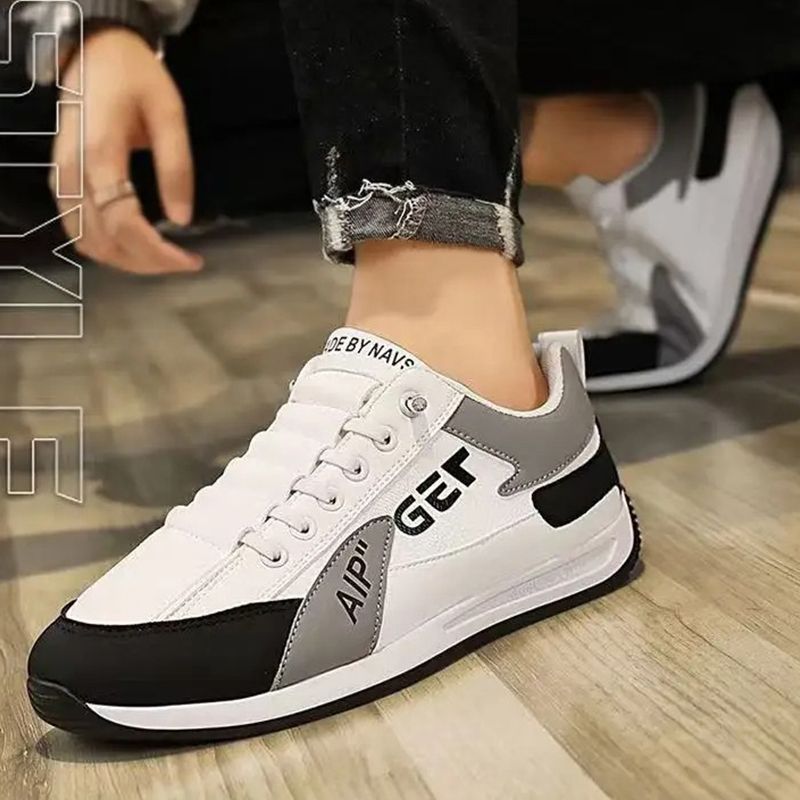 ASSKLO  Fashion Designer Men Sneakers Outdoor Casual Shoes PU Leather Breathable Walking Sports Shoes Men's Running Forrest Gump Shoes Flat Shoes Loafers Soft Sole Comfortable Durable white black
