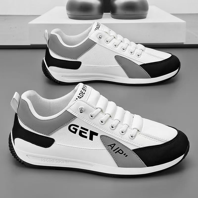 ASSKLO  Fashion Designer Men Sneakers Outdoor Casual Shoes PU Leather Breathable Walking Sports Shoes Men's Running Forrest Gump Shoes Flat Shoes Loafers Soft Sole Comfortable Durable white black
