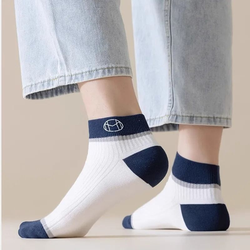 5 Pairs Fashion 100% cotton socks Men's Socks Anti Odor Socks Men Short socks anti odor Ankle Socks Breathable Sweatproof Street Deodorant Invisible Travel Running sports Socks Classy Comfort Freesize
