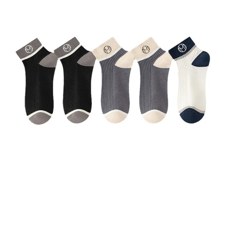 5 Pairs Fashion 100% cotton socks Men's Socks Anti Odor Socks Men Short socks anti odor Ankle Socks Breathable Sweatproof Street Deodorant Invisible Travel Running sports Socks Classy Comfort Freesize