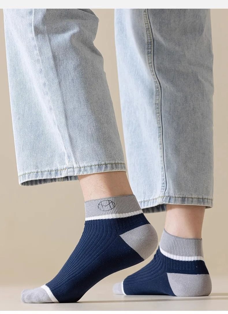 5 Pairs Fashion 100% cotton socks Men's Socks Anti Odor Socks Men Short socks anti odor Ankle Socks Breathable Sweatproof Street Deodorant Invisible Travel Running sports Socks Classy Comfort Freesize
