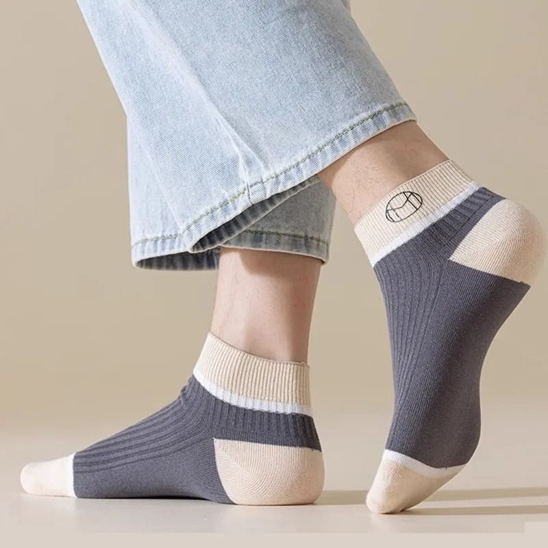 5 Pairs Fashion 100% cotton socks Men's Socks Anti Odor Socks Men Short socks anti odor Ankle Socks Breathable Sweatproof Street Deodorant Invisible Travel Running sports Socks Classy Comfort Freesize