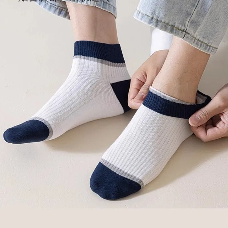 5 Pairs Fashion 100% cotton socks Men's Socks Anti Odor Socks Men Short socks anti odor Ankle Socks Breathable Sweatproof Street Deodorant Invisible Travel Running sports Socks Classy Comfort Freesize