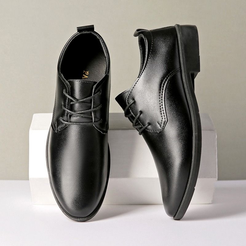 ASSKLO business formal leather shoes for men fashionable and elegant Rubber outsole with raised pointed toe for men lace up leather shoes for weddings groom's leather shoes for leisure